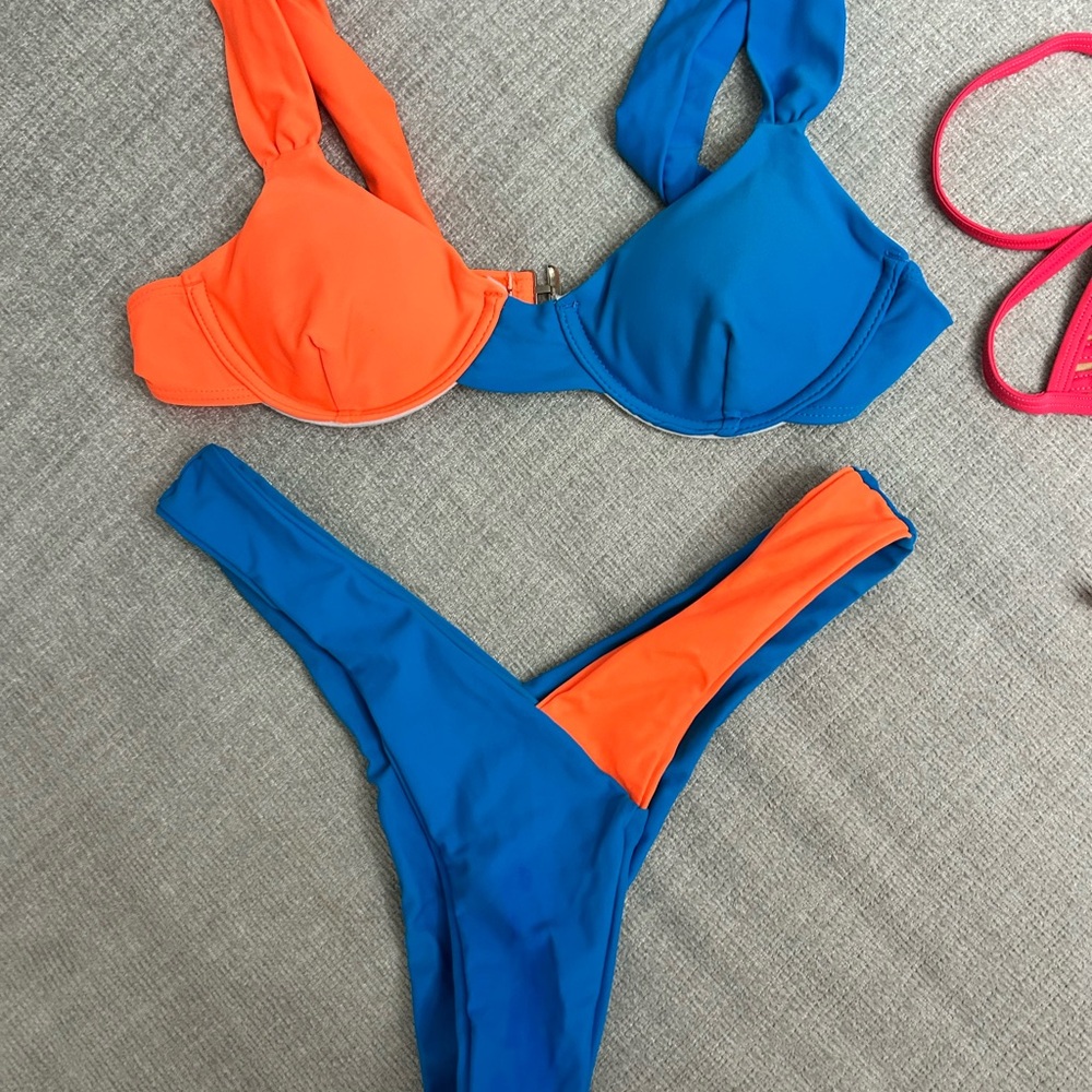 Blue & Orange Women’s Two-Piece Bikini Swim Set